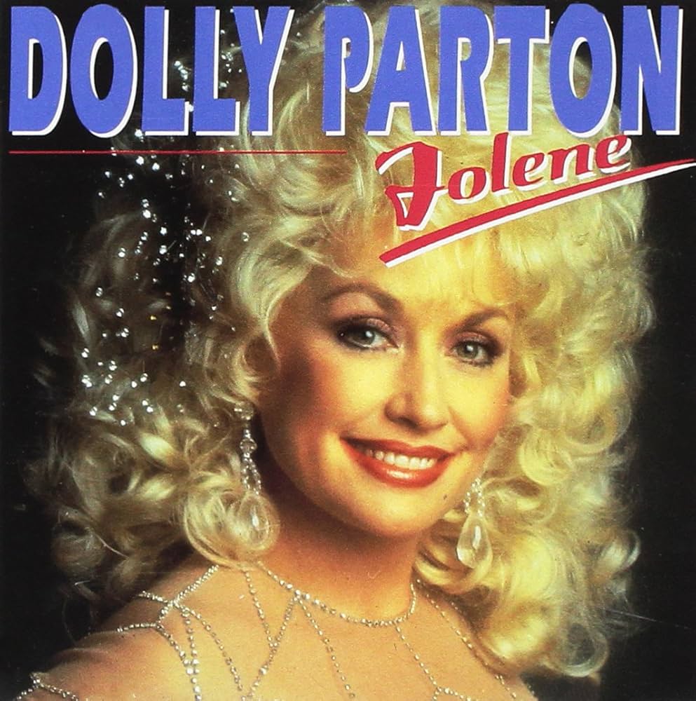 Image of the cover of the Dolly Parton 'Jolene' LP, which is Parton's name and the song title above a headshot of Parton.