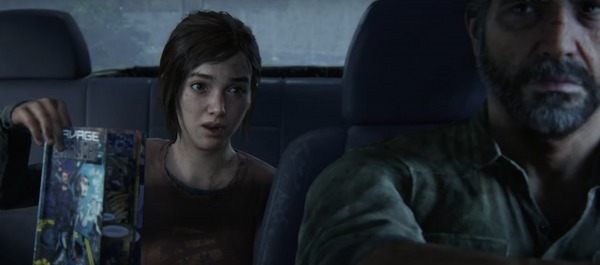 Ellie and Joel in a scene from 'The Last of Us' (2013). 